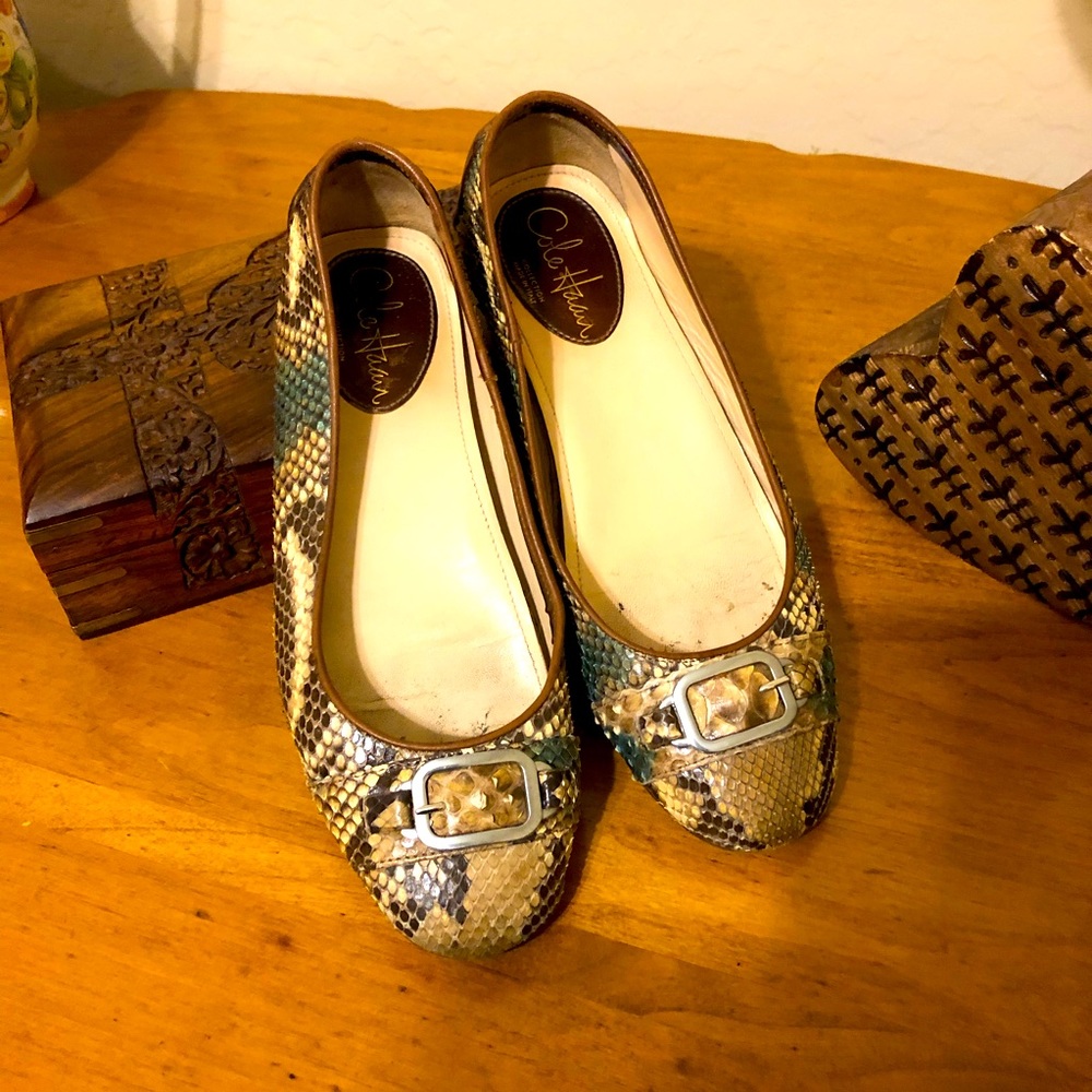Cole Haan Metallic Snakeskin Flats 8 1/2